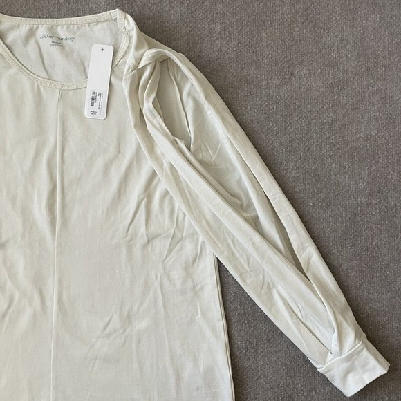 Soft Surroundings Shirt Womens Medium Cream Ecru Twisted Slit Sleeve Top NEW - Picture 5 of 11